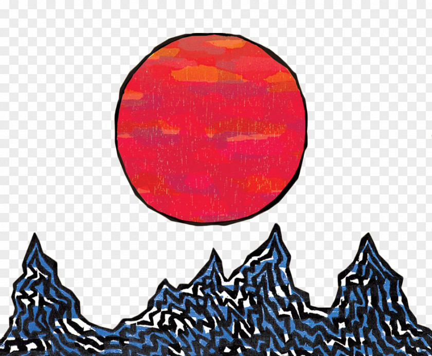 Hand Painted Red Sun Illustration PNG