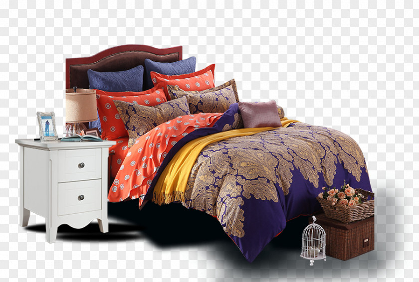 Household Beds Bed Sheet Nightstand Bedding PNG