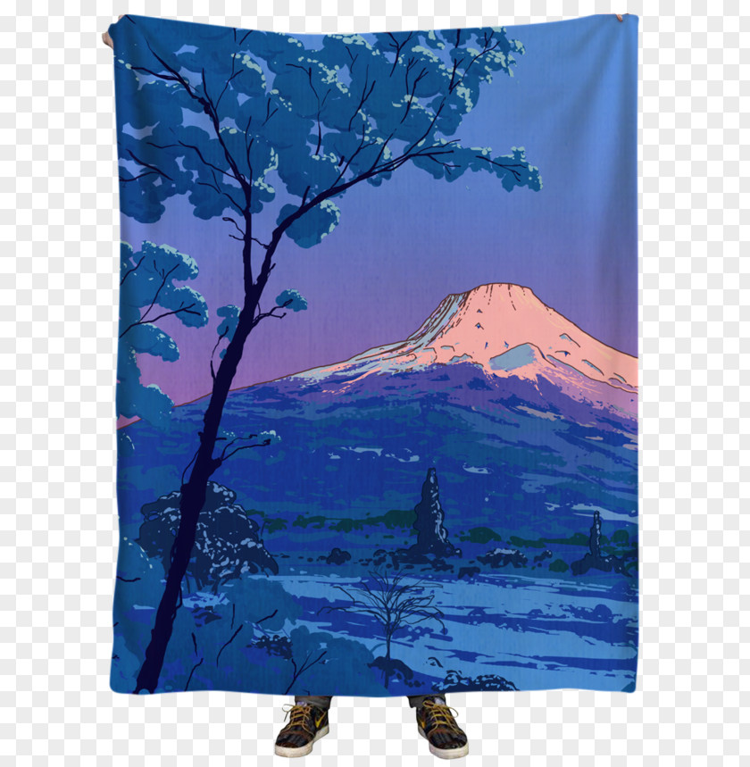 Mount Fuji Crop Top One-piece Swimsuit Shorts Blanket PNG