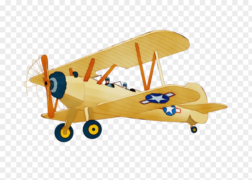 Model Aircraft Yellow Airplane Biplane Vehicle Propeller PNG