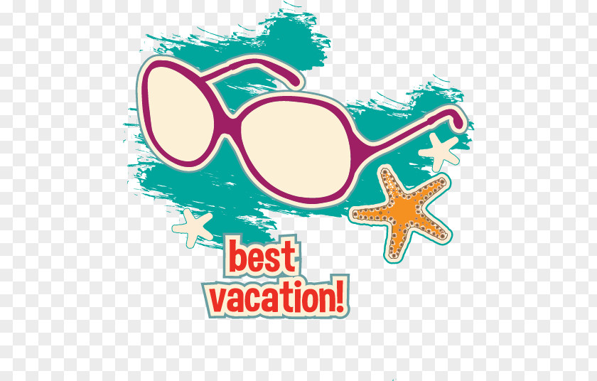 Vector Sunglasses Starfish Travel Illustration PNG