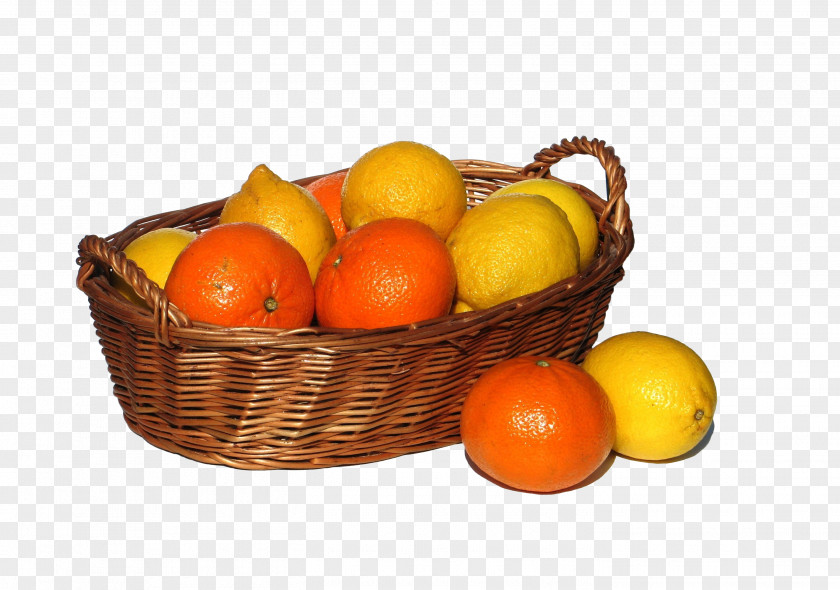 Fruit Basket Clementine Lemon Food Grapefruit Tangerine PNG