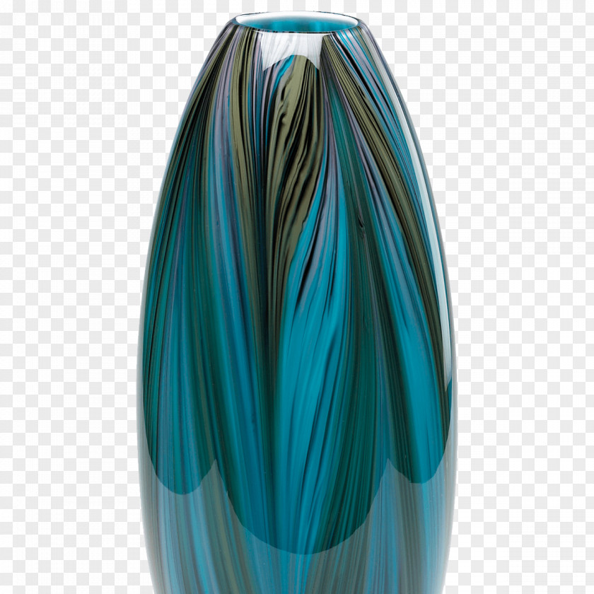 Blue Peacock Vase Feather Glass Turquoise PNG