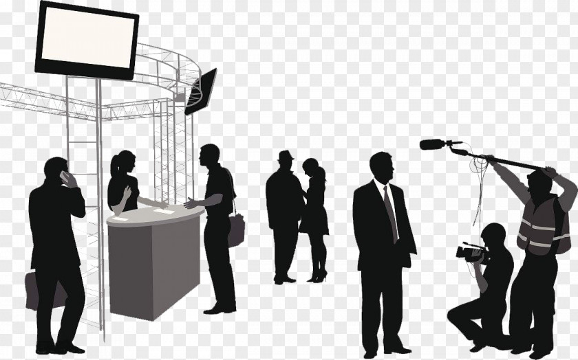 Interview Silhouettes In The Crowd Microphone Silhouette Journalist PNG