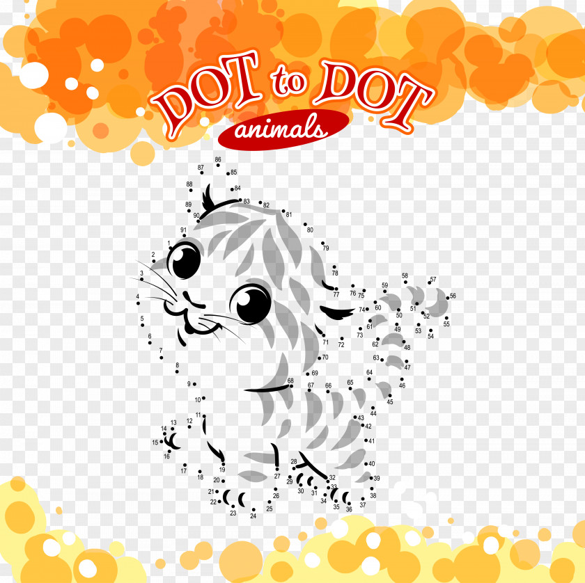 Kitten Connect The Dots Drawing Illustration PNG