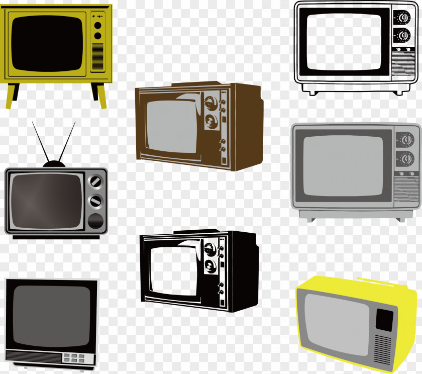 Early Black And White TV Television Set PNG