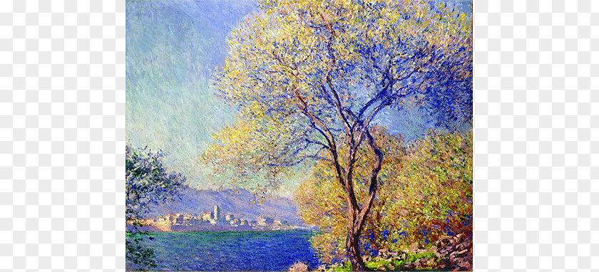 The Paintings Antibes Seen From Cape, Mistral WindPainting Salis Gardens 01 Oscar-Claude Monet PNG