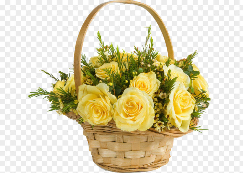 Flower Bouquet Basket Rose Pink Flowers PNG