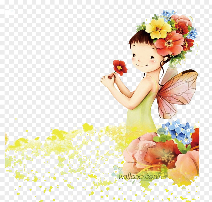 Flower Fairy Cartoon High-definition Television Wallpaper PNG