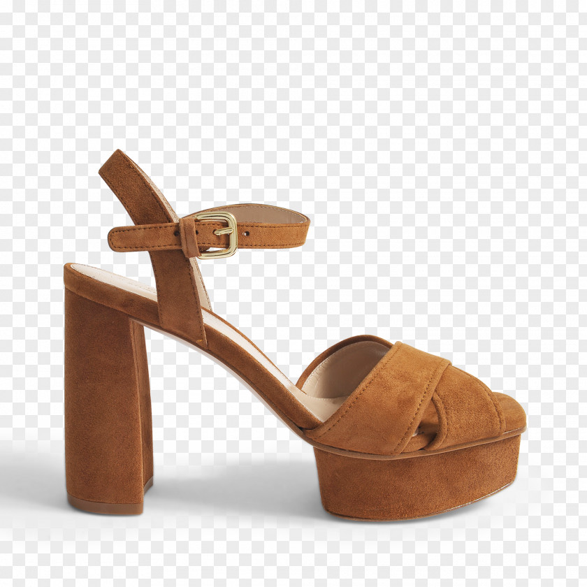 Camel Saddle Sandal High-heeled Shoe Suede Platform PNG