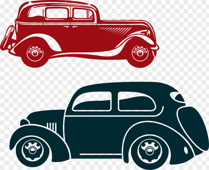 Classic Cars Posters Vector Elements Cartoon PNG