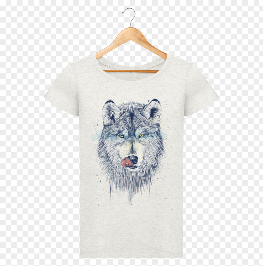 DINNER TIME T-shirt Gray Wolf Woman Art PNG