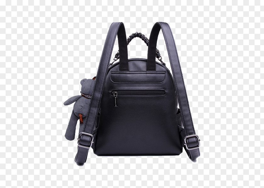 Black Quilted Bear Pendant Ms. Backpack On The Back Handbag Baggage PNG