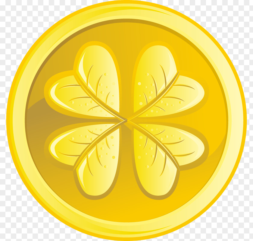 Vector Golden Coins Clover Four-leaf Euclidean Icon PNG