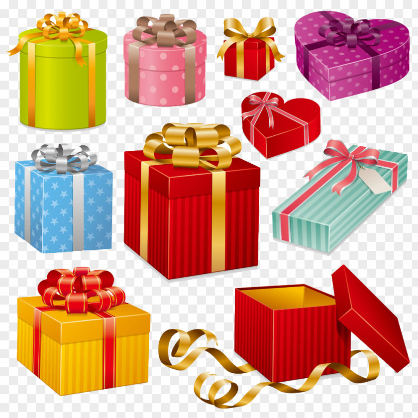 Colored Colorful Gift Box Collection Designer PNG