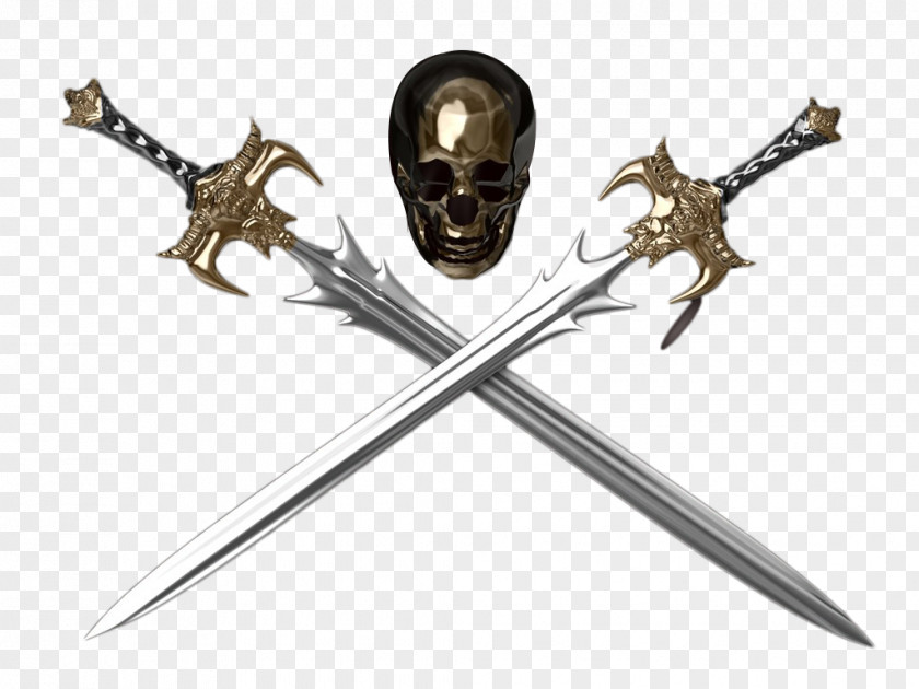 Hand Drawn Sword And Skull Basket-hilted Xc9pxe9e Clip Art PNG