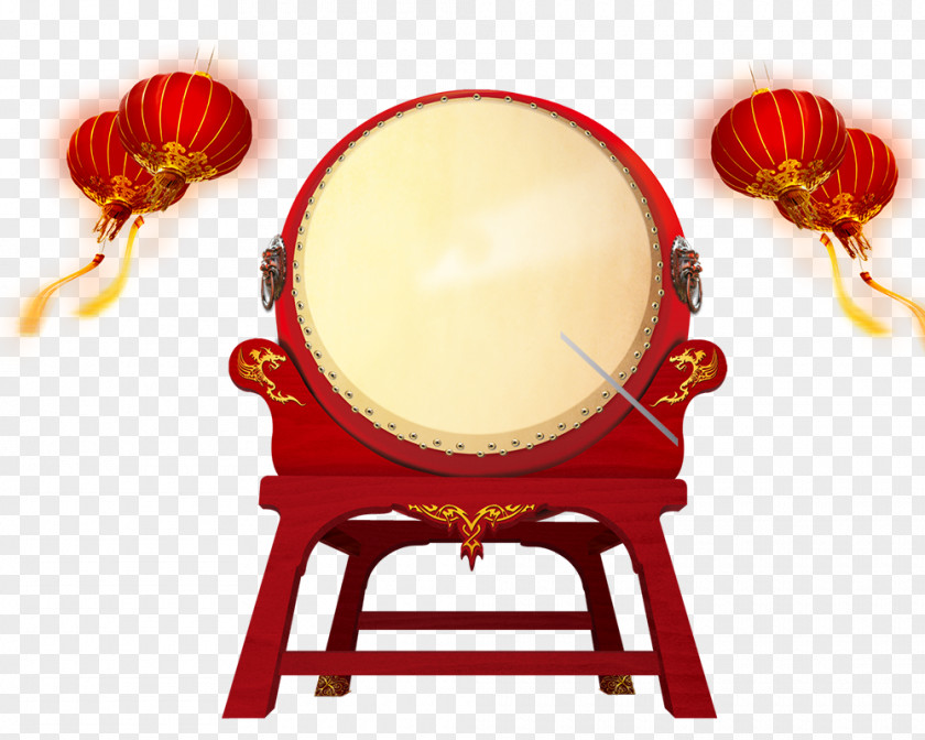 Chinese Lantern Free Drum Pull Material Poster Bass PNG