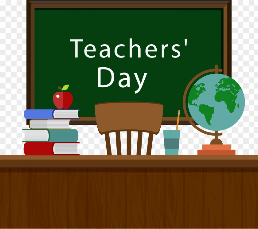 Creative Teachers Day Podium Design Vector Student World Blackboard PNG