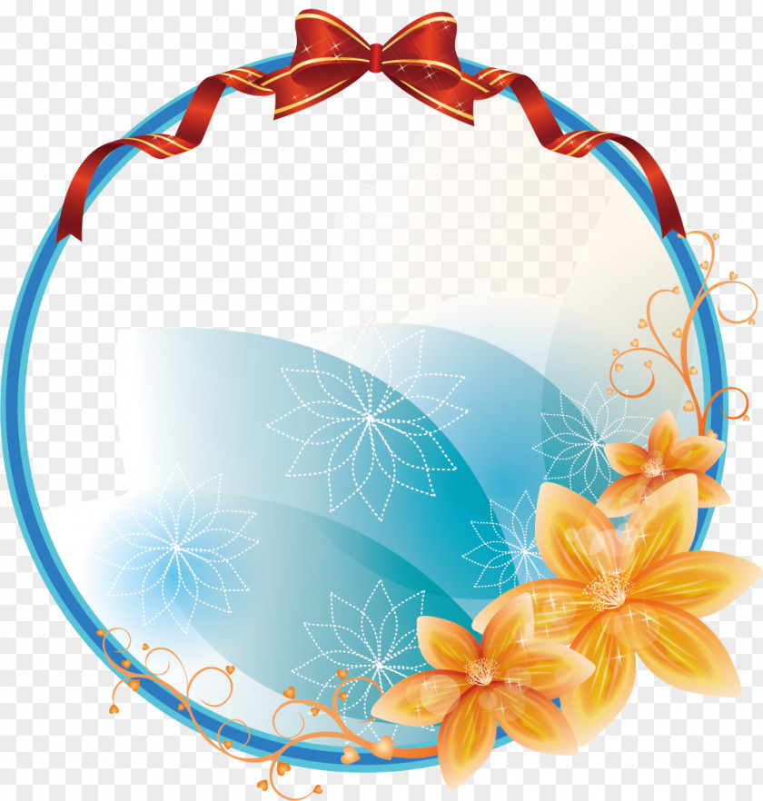 Circular Pattern Blue Gradient Background Flower Euclidean Vector Garland Floral Design PNG