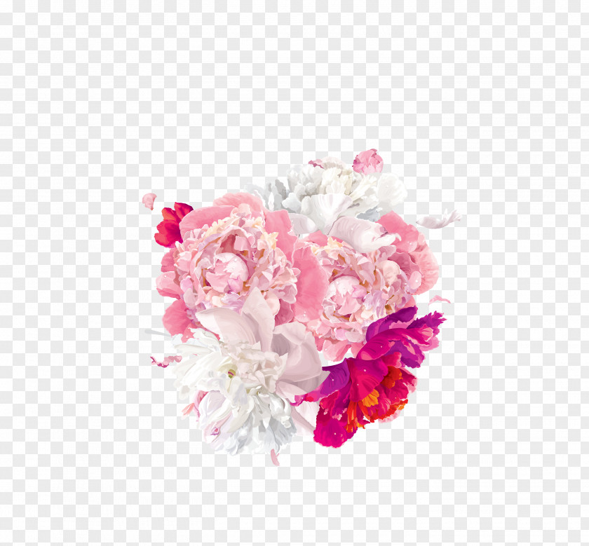 Vector Pink Bouquet Of Roses Decoration Peony Flower Clip Art PNG