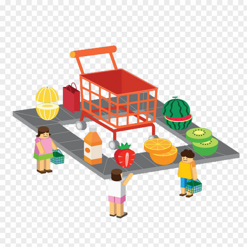 Shopping Cart And Fruit Auglis PNG
