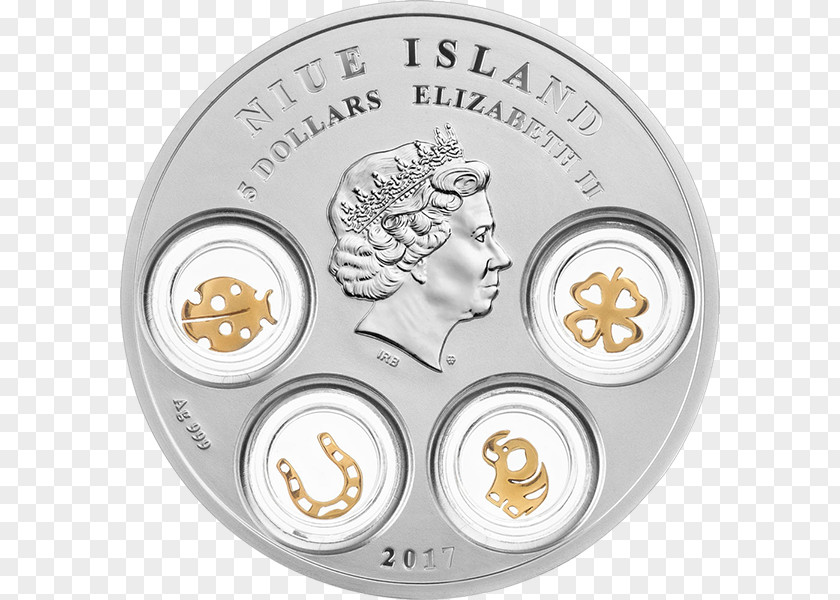 Silver Coin Niue Good Luck Charm PNG