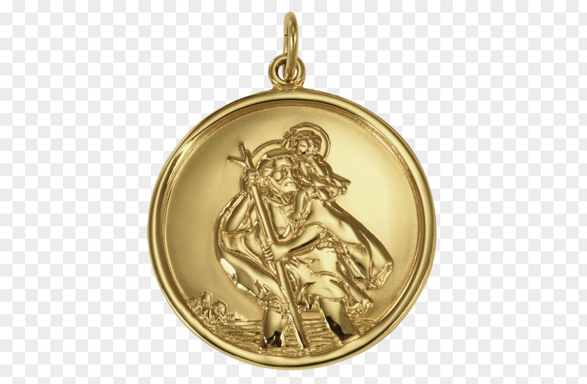 St Christopher Locket Medal Bronze Gold Silver PNG