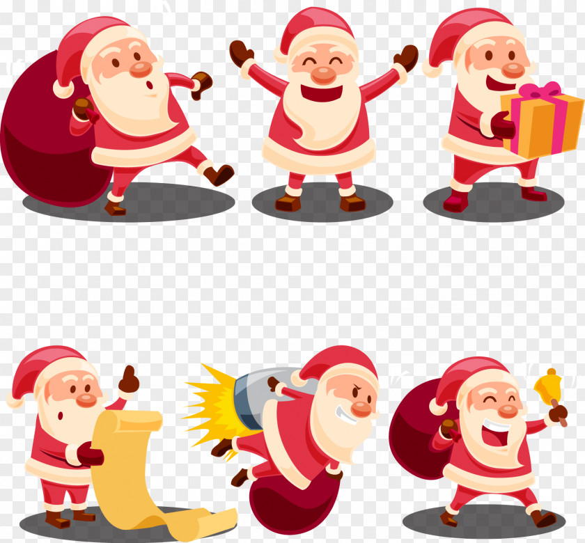 Vector Cartoon Santa Claus Giving Gifts Grandfather Christmas Ornament Gift Clip Art PNG