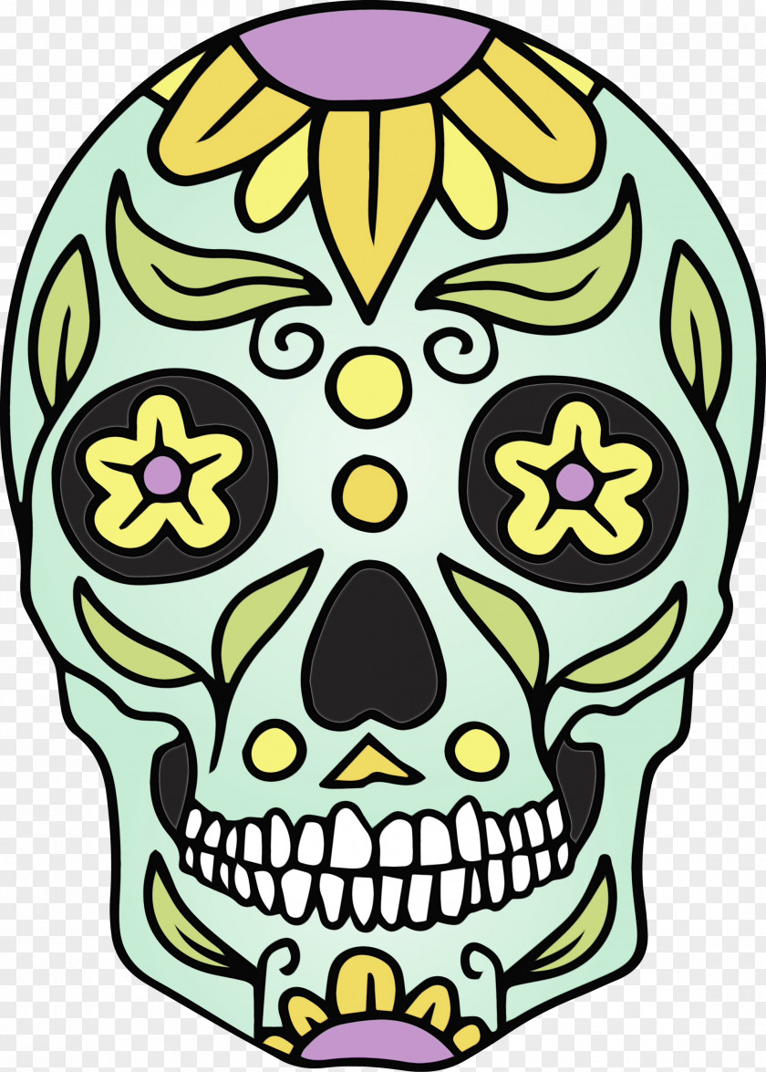 Cartoon Flower Day Of The Dead Yellow PNG