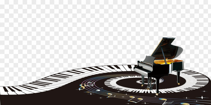 Hand-painted Piano Black Download PNG