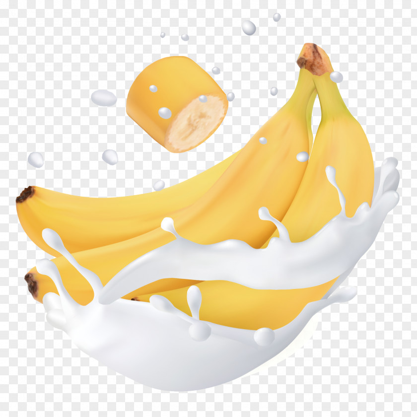 Hand-painted Splash Of Banana Milk Flavored Fruit PNG