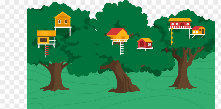 Vector Jungle Tree House Download PNG