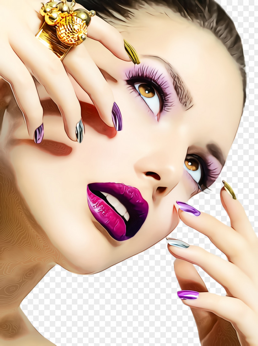 Purple Manicure Face Nail Skin Eyebrow Beauty PNG