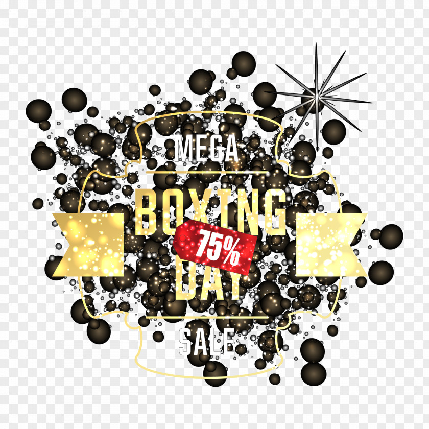 Vector Golden Boxing Day Stickers Text Graphic Design Brand Illustration PNG