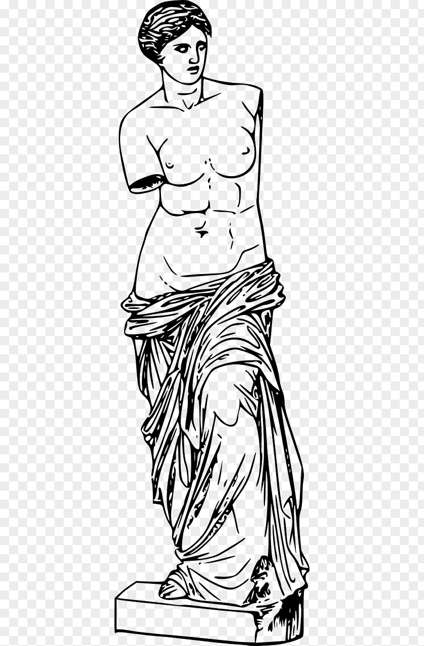 Goddess Aphrodite Venus De Milo Black And White PNG