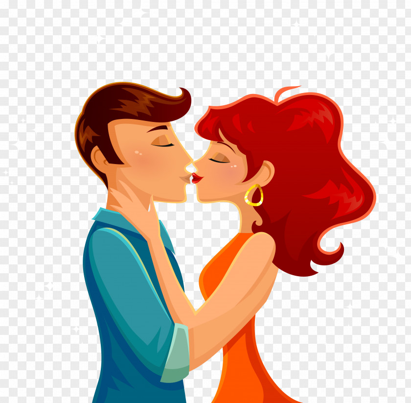 Kissing Couple Kiss Cartoon Romance Illustration PNG