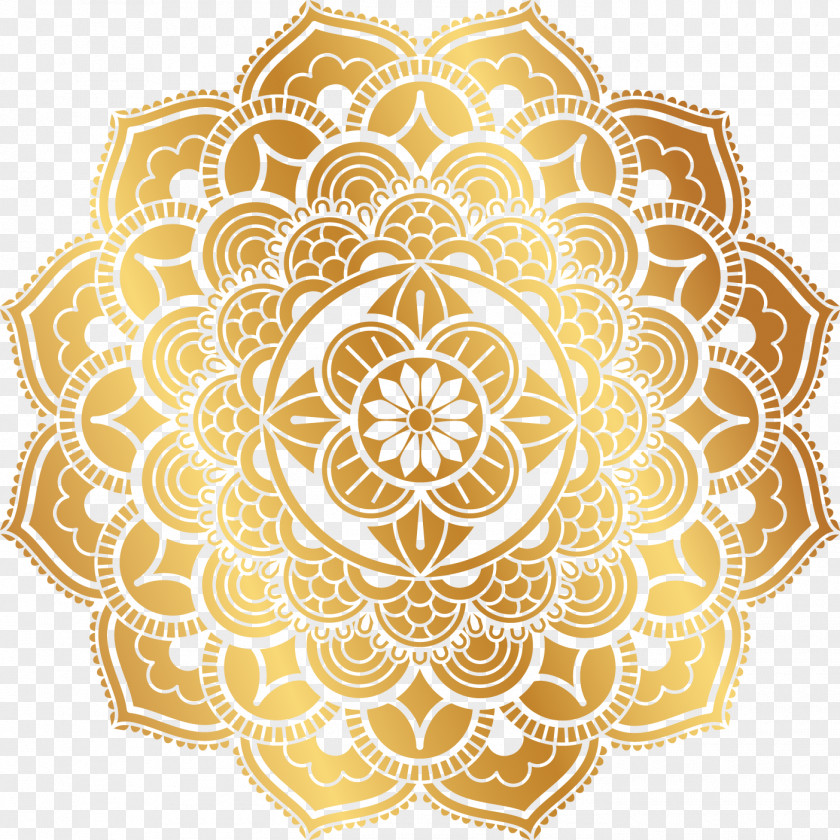 Vector Gold Retro Pattern Motif PNG