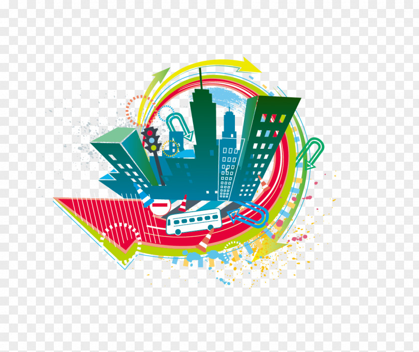 Colorful City Clip Art PNG