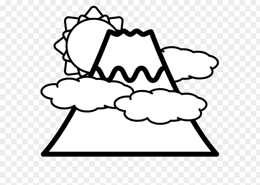 Mount Fuji Black And White Monochrome Painting PNG