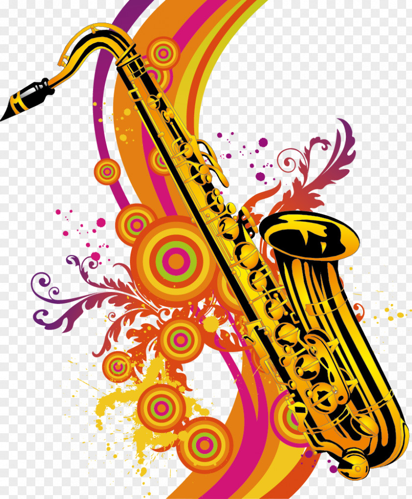 Saxophone Draw Color Pattern Vector Clip Art PNG