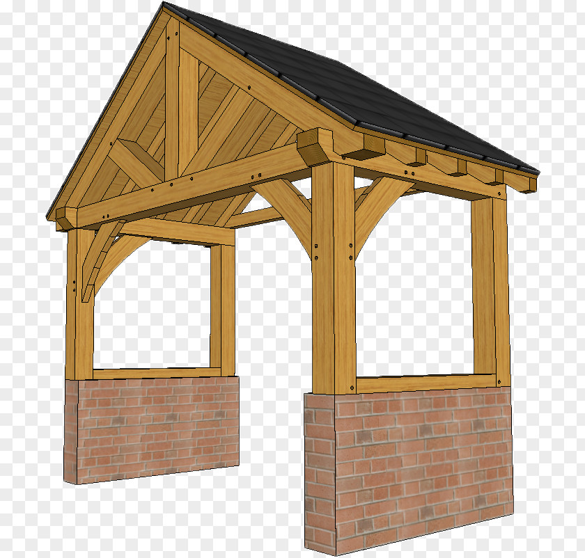 Wooden Truss Shed Porch Timber Framing Roof Post Oak PNG