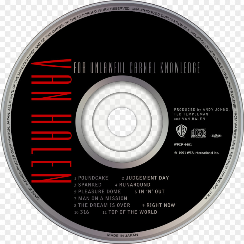 Van Halen Compact Disc For Unlawful Carnal Knowledge Cross Purposes Black Box: The Complete Original Sabbath PNG