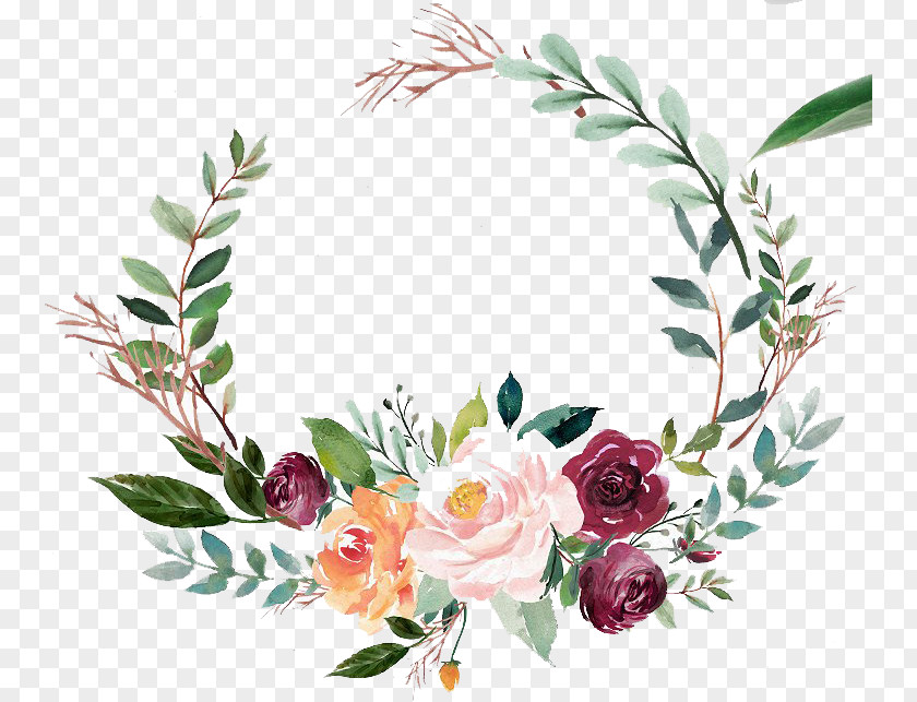 Floral Wreath Watercolor Bible Wine Label Religious Text PNG