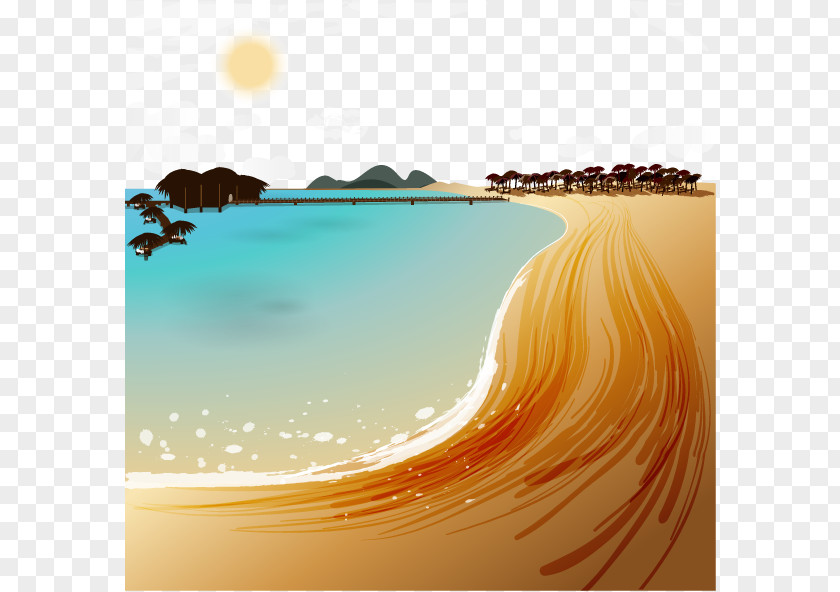 Beautiful Beach Sandy Illustration PNG