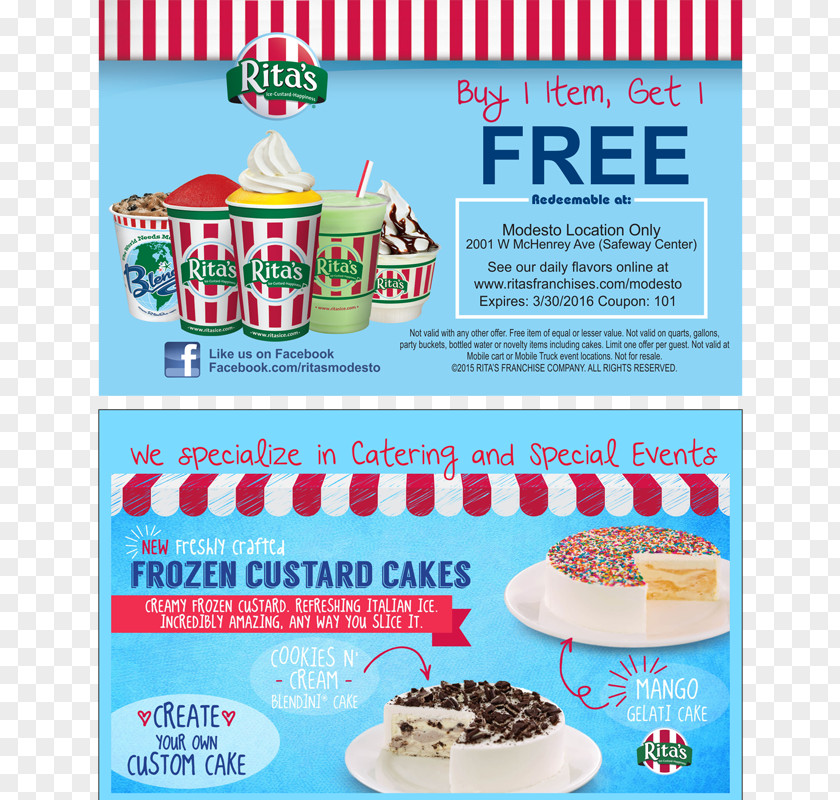 Promotional Cards Rita's Italian Ice Cuisine Recipe Snack PNG