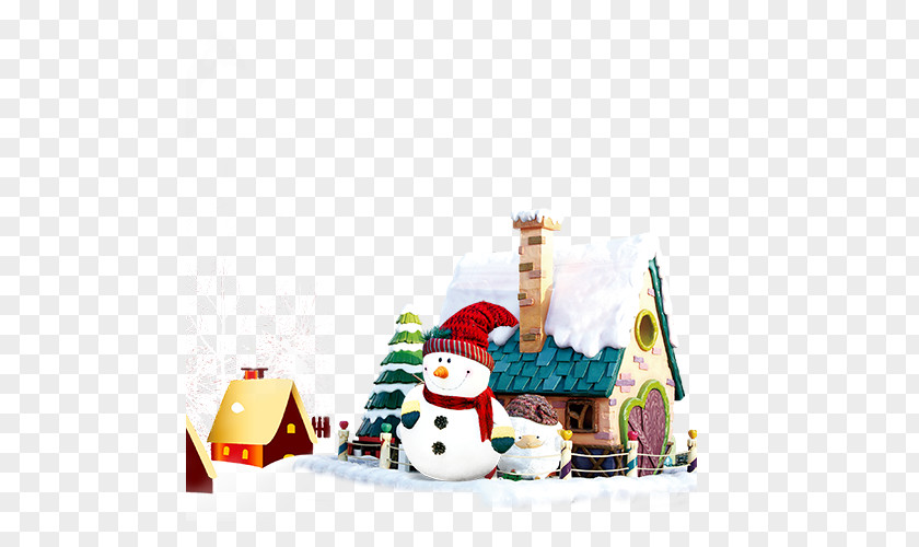Winter Snowman House Christmas Snow Wallpaper PNG