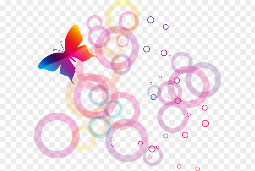Fantasy Circle Butterfly Pattern Motif Clip Art PNG