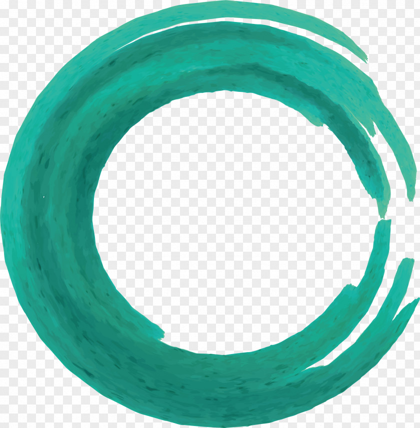 Green Ring Watercolor Brush Painting Ink PNG
