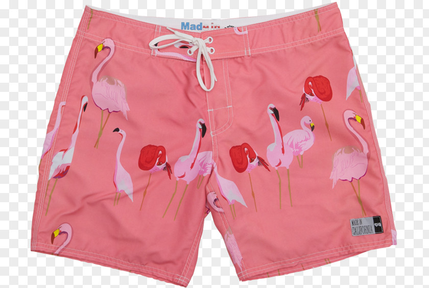 Flamingo Trunks Boardshorts Pink Swimsuit PNG
