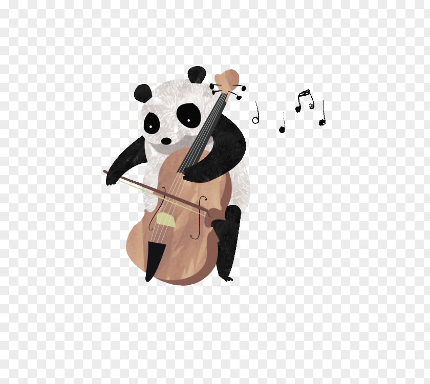 Panda Violin Cartoon Illustration PNG